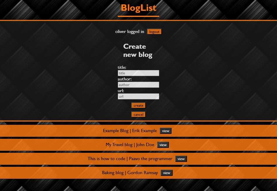 Bloglist web application image